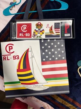 Polo by Ralph Lauren Red Yellow Navy Sailing Print Tote